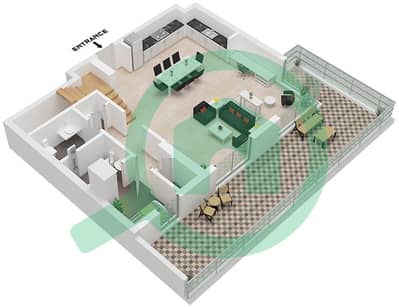 المخططات الطابقية لتصميم النموذج / الوحدة 1A / UNIT 1,5 تاون هاوس 3 غرف نوم - سي سكيب بناية 2