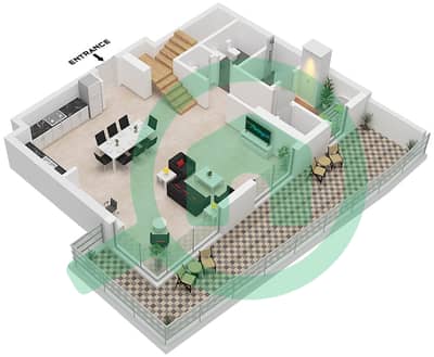 المخططات الطابقية لتصميم النموذج / الوحدة 1B / UNIT 2 تاون هاوس 3 غرف نوم - سي سكيب بناية 2