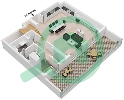 المخططات الطابقية لتصميم النموذج / الوحدة 2E / UNIT 4 تاون هاوس 3 غرف نوم - سي سكيب بناية 2