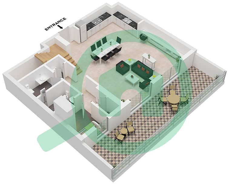 Seascape Building 2 - 3 Bedroom Townhouse Type/unit 2E / UNIT 4 Floor plan Type 2E Unit 4 Floor Ground interactive3D