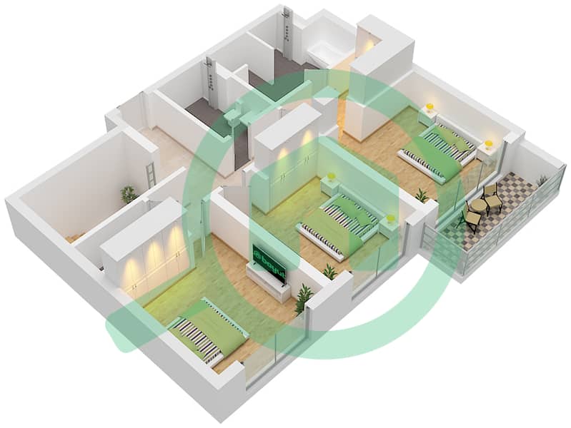Seascape Building 2 - 3 Bedroom Townhouse Type/unit 2E / UNIT 4 Floor plan Type 2E Unit 4 Floor First interactive3D