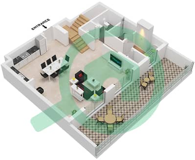 المخططات الطابقية لتصميم النموذج / الوحدة 2B / UNIT 3 تاون هاوس 3 غرف نوم - سي سكيب بناية 2