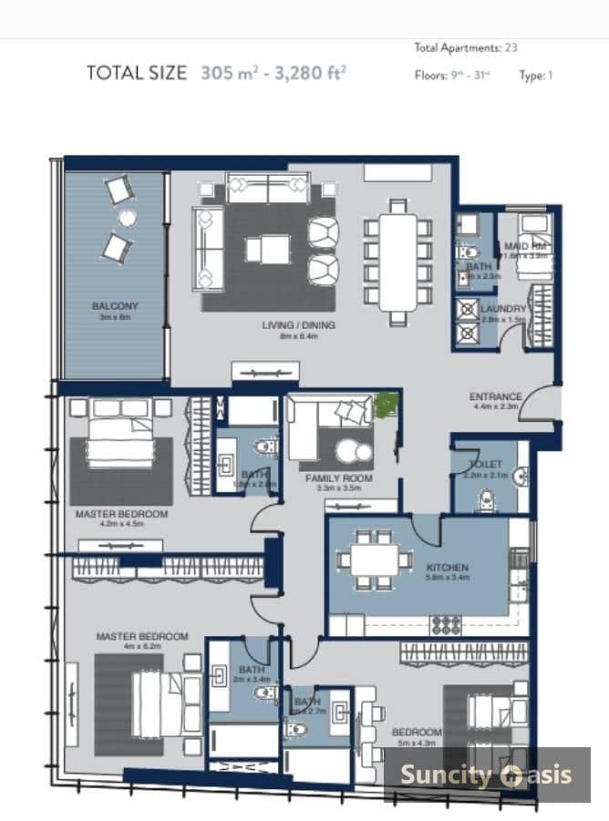 3 BR + Maid | Full Sea View / Full Beach View - Image 9