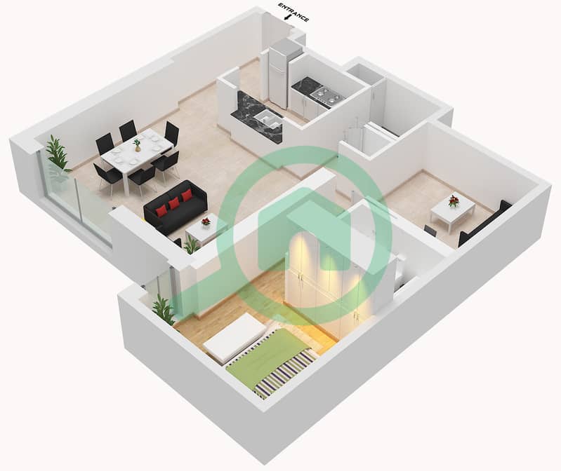 Unit 04 Floor 4 المخططات الطابقية لتصميم الوحدة 04 FLOOR 4 شقة 1 غرفة نوم - لوفتس بوديوم Unit 04 Floor 4 interactive3D