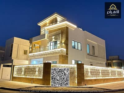 Luxury corner villa in Al Yasmeen, 6 master bedrooms, 2 floors and a roof, 2 spacious halls, modern design and high-end finishes on a 3,880-square-foo