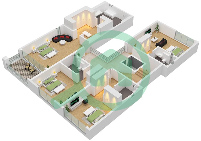 Tierra Address Villas - 5 卧室别墅类型CONTEMPORARY戶型图 Type Contemporary Floor First interactive3D