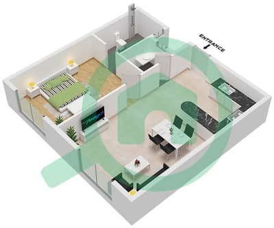 Kentia - Plano de planta de 1 habitación Apartamento Unidad 3,15