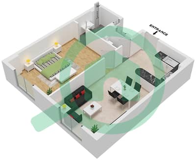 Kentia - Plano de planta de 1 habitación Apartamento Unidad 19,26