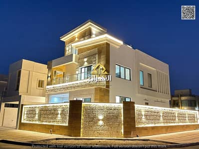 Luxury corner villa in Al Yasmeen, 6 master bedrooms, two floors and a roof, two spacious halls, modern design and high-end finishes on a 3,880-square