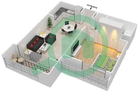 瑞达公寓 - 1 卧室公寓类型／单位1B戶型图