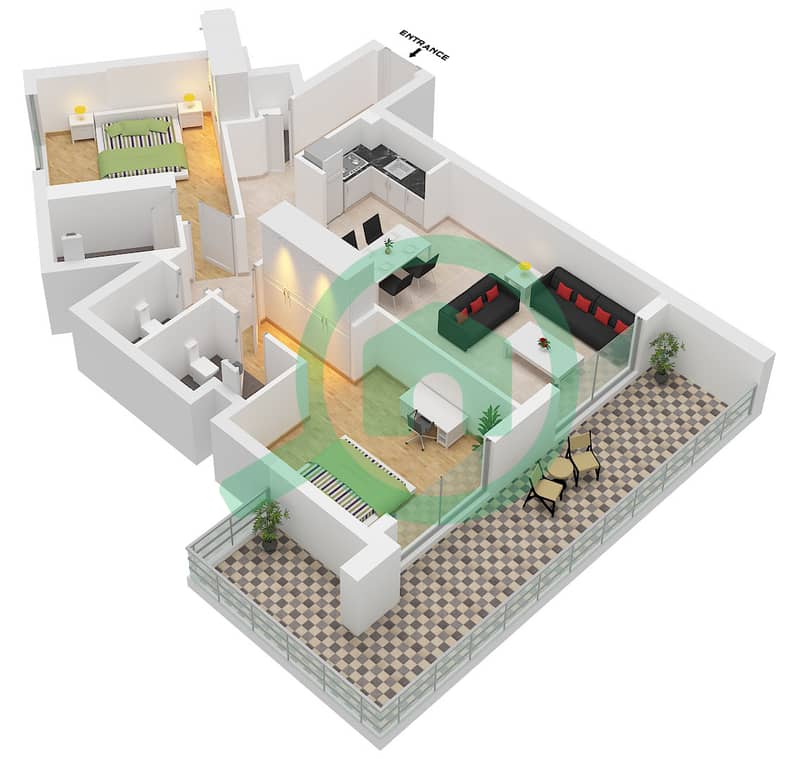 Verdania 2 - 2 Bedroom Apartment Type/unit B / UNIT 05 FLOOR 1-11 Floor plan Type B Unit 05 Floor 1-11 interactive3D
