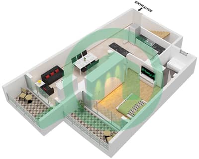 V Tower - Planimetria del piano di 3 Camere Appartamento Tipo A1