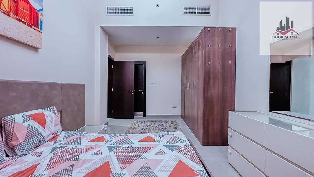 Dubai, Mirdif, opposite Mirdif City Centre, 3 bedrooms, hall, 4 bathrooms, first tenant, fully furnished with hotel furniture, large balcony, and park - Image 11