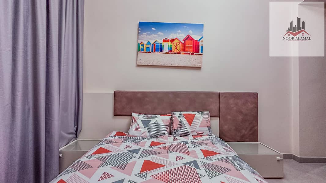 Dubai, Mirdif, opposite Mirdif City Centre, 3 bedrooms, hall, 4 bathrooms, first tenant, fully furnished with hotel furniture, large balcony, and park - Image 28