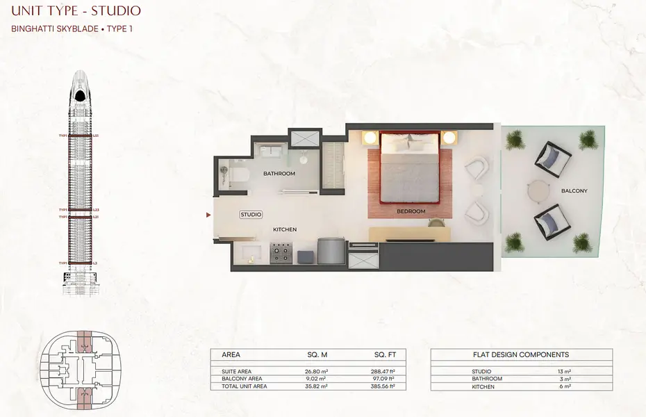 0 BR floor plan