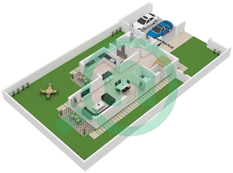 Fairway Villas 2 - Grundriss für 3 Schlafzimmer Villa Typ ASTRA-A Type ASTRA-A Floor Ground interactive3D