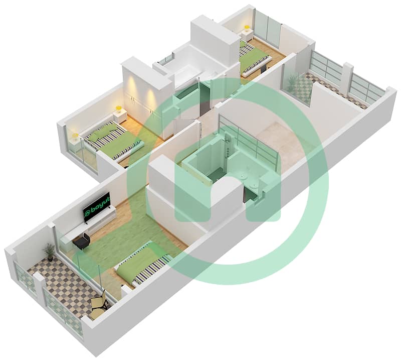 Fairway Villas 2 - Grundriss für 3 Schlafzimmer Villa Typ ASTRA-A Type ASTRA-A Floor First interactive3D