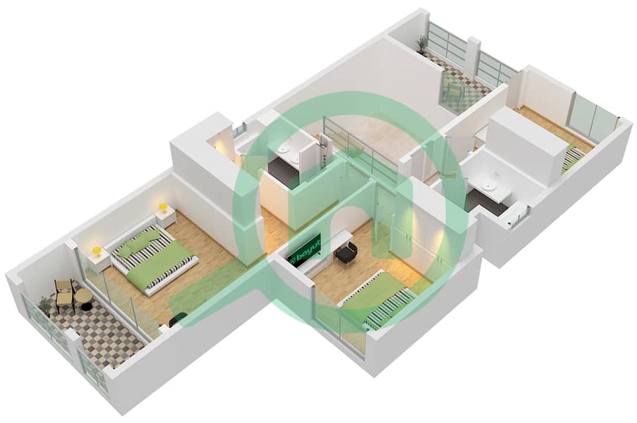 Fairway Villas 2 - 3 Bedroom Villa Type ASTRA-B Floor plan Type ASTRA-B Floor First interactive3D