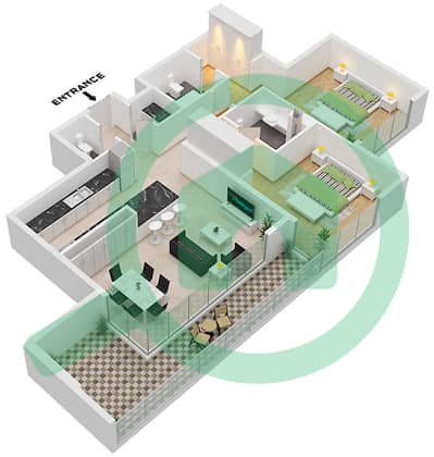 Vezul Tower - 2 Bedroom Apartment Type E Floor plan