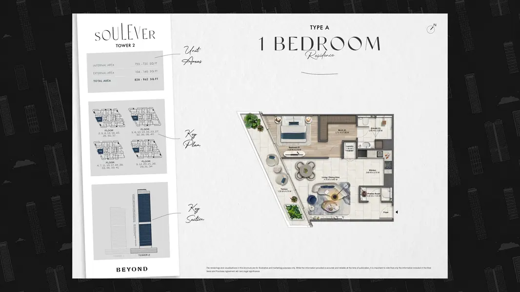 1 BR floor plan
