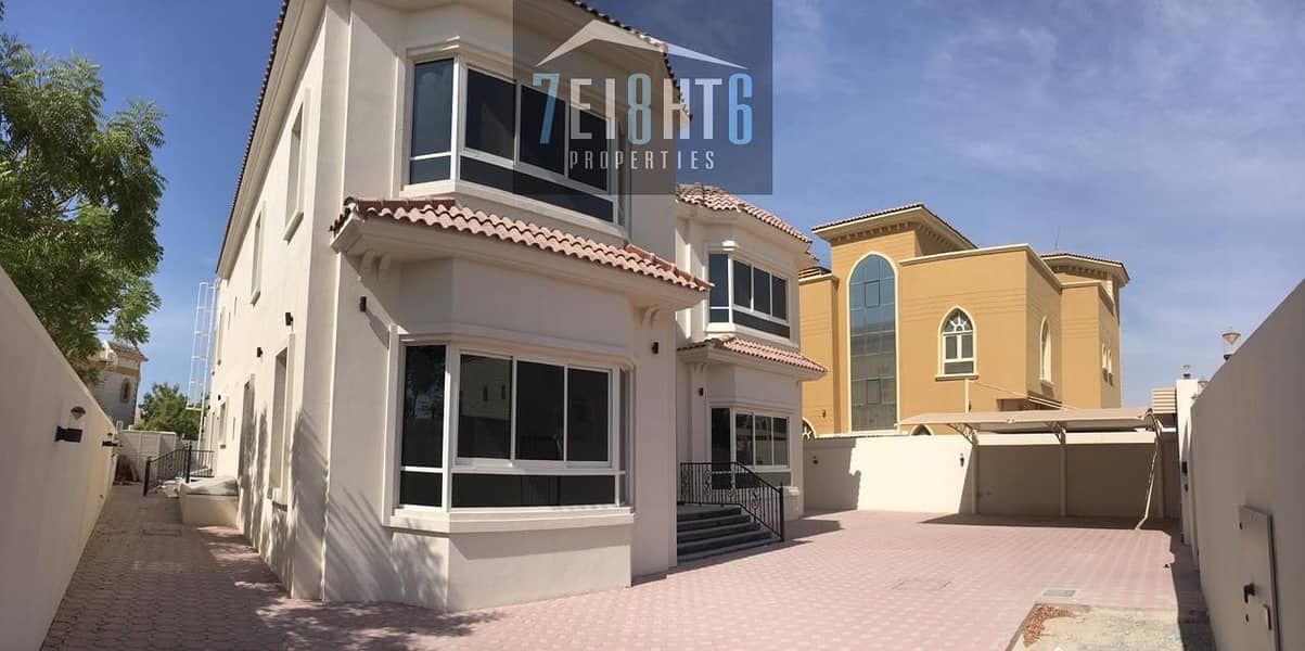 Beautifully presented: 5 b/r independent villa with basement + maids room + stunning garden for rent in Barsha South 2