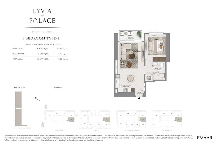 1 BR floor plan