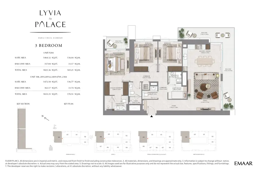 3 BR floor plan