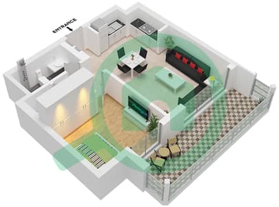 Breeze 1 - Plano de planta de 1 habitación Apartamento Unidad 01 FLOOR 2-7 Breeze 1 - Plano de planta de 1 habitación Apartamento Unidad 01 FLOOR 2-7