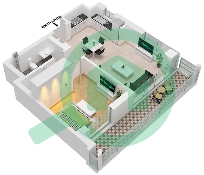 Unit 02 Floor 2,3,4,5,6 Breeze 1 - 1 Bedroom Apartment Unit 02 FLOOR 2-6 Floor plan Unit 02 Floor 2,3,4,5,6 interactive3D