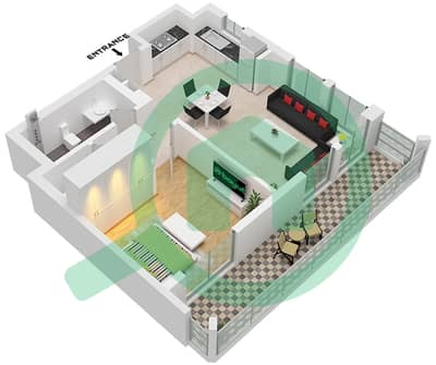 Breeze 1 - Plano de planta de 1 habitación Apartamento Unidad 02 FLOOR 7 Breeze 1 - Plano de planta de 1 habitación Apartamento Unidad 02 FLOOR 7