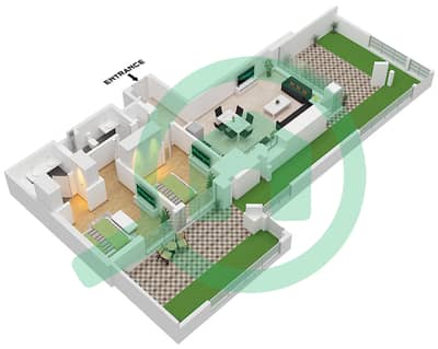Breeze 1 - Plano de planta de 2 habitaciones Apartamento Unidad 02 FLOOR 1 Breeze 1 - Plano de planta de 2 habitaciones Apartamento Unidad 02 FLOOR 1
