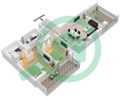 Breeze 1 - Plano de planta de 2 habitaciones Apartamento Unidad 05 FLOOR 7 Breeze 1 - Plano de planta de 2 habitaciones Apartamento Unidad 05 FLOOR 7