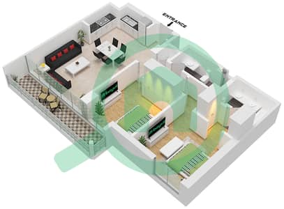 Breeze 1 - Plano de planta de 2 habitaciones Apartamento Unidad 06 FLOOR 2-7 Breeze 1 - Plano de planta de 2 habitaciones Apartamento Unidad 06 FLOOR 2-7