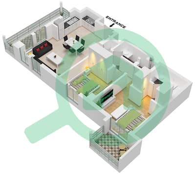 Breeze 1 - Plano de planta de 2 habitaciones Apartamento Unidad 03 FLOOR 7 Breeze 1 - Plano de planta de 2 habitaciones Apartamento Unidad 03 FLOOR 7
