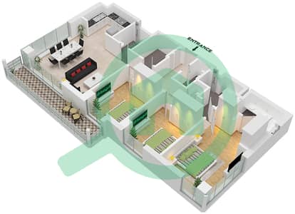 Breeze 1 - Plano de planta de 3 habitaciones Apartamento Unidad 07 FLOOR 2-6 Breeze 1 - Plano de planta de 3 habitaciones Apartamento Unidad 07 FLOOR 2-6