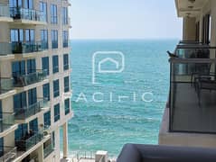 جاهزة للسكن | شقة أنيقة من غرفتين بإطلالة جزئية على البحر | برج باسيفيك، جزيرة المرجان