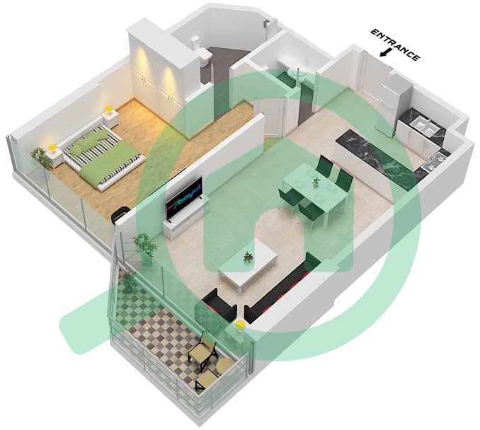 Type D Unit 7 Floor 3 Sea La Vie Tower 4 - 1 Bedroom Apartment Type/unit D / UNIT 7 FLOOR 3 Floor plan Type D Unit 7 Floor 3 interactive3D
