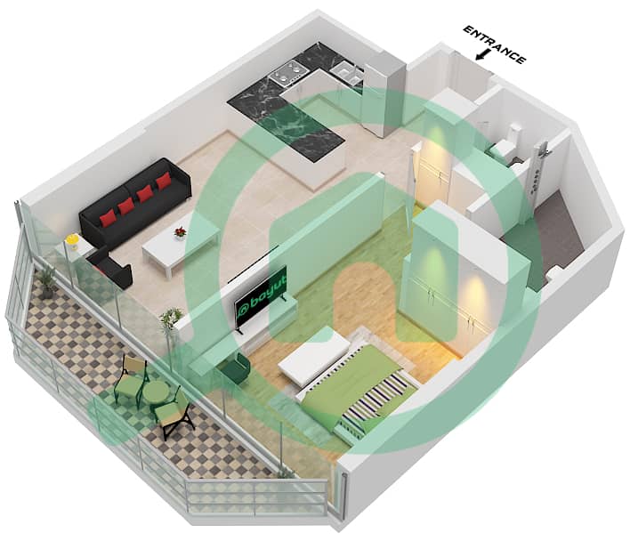 Type G Unit 12 Floor 3 Sea La Vie Tower 4 - 1 Bedroom Apartment Type/unit G / UNIT 12 FLOOR 3 Floor plan Type G Unit 12 Floor 3 interactive3D