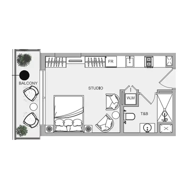 0 BR floor plan