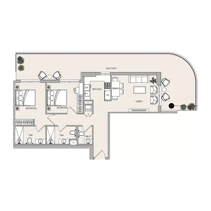 2 BR floor plan