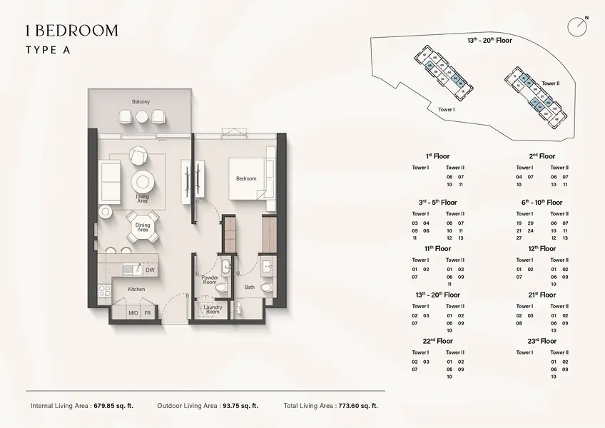 1 BR floor plan