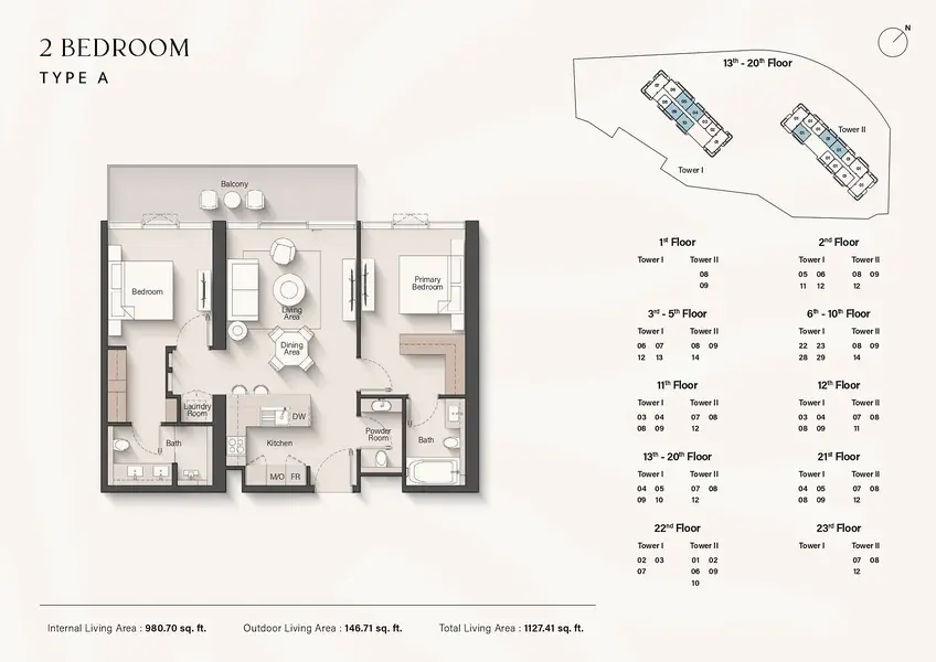 2 BR floor plan