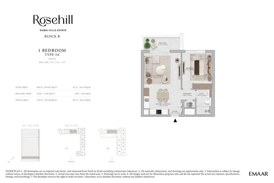 1 BR floor plan
