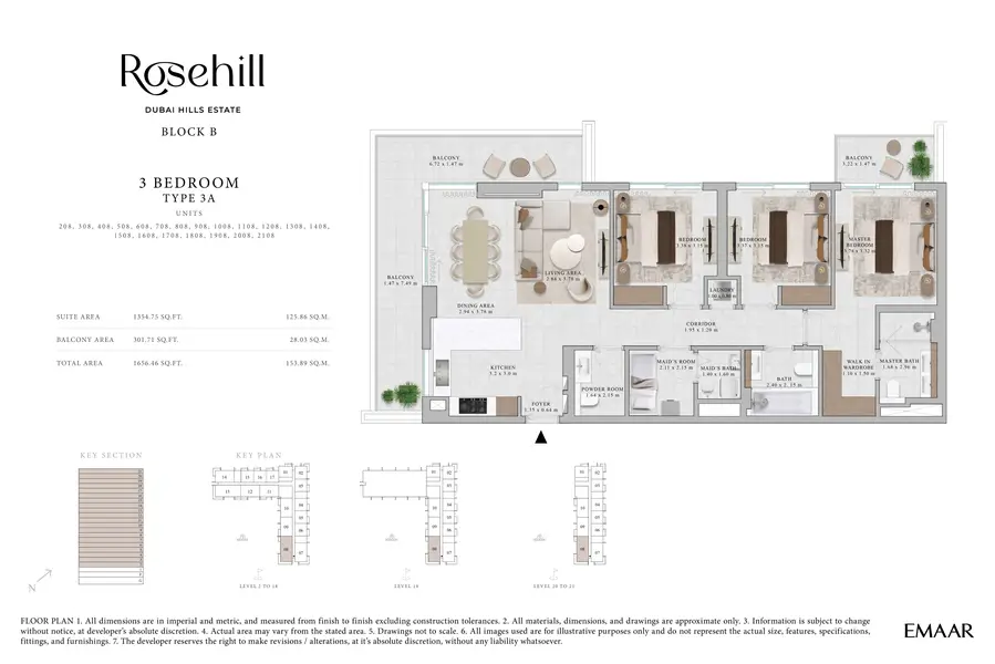 3 BR floor plan