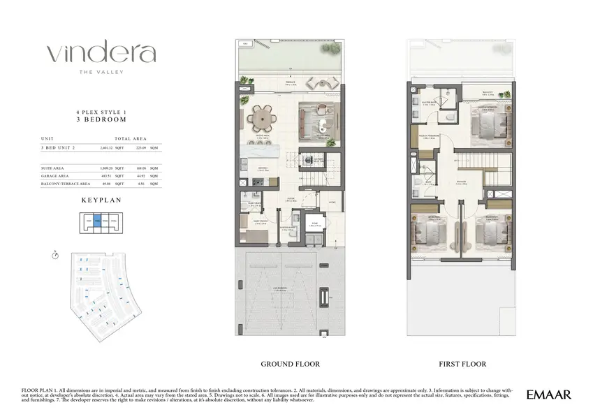 3 BR floor plan