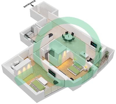 Marina Heights Tower - 2 Bedroom Apartment Type 2C Floor plan