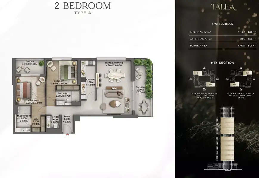 2 BR floor plan