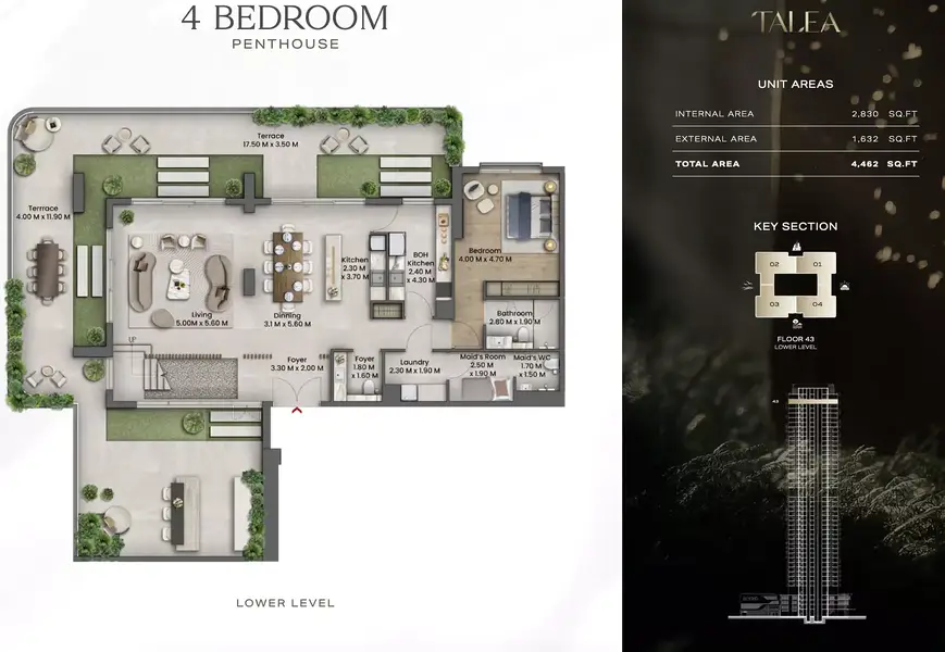 4 BR floor plan