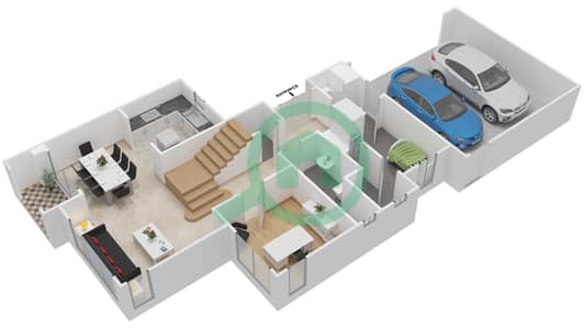 المخططات الطابقية لتصميم النموذج B تاون هاوس 3 غرف نوم - واحة ميرا 2