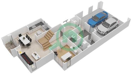 المخططات الطابقية لتصميم النموذج J تاون هاوس 3 غرف نوم - واحة ميرا 2